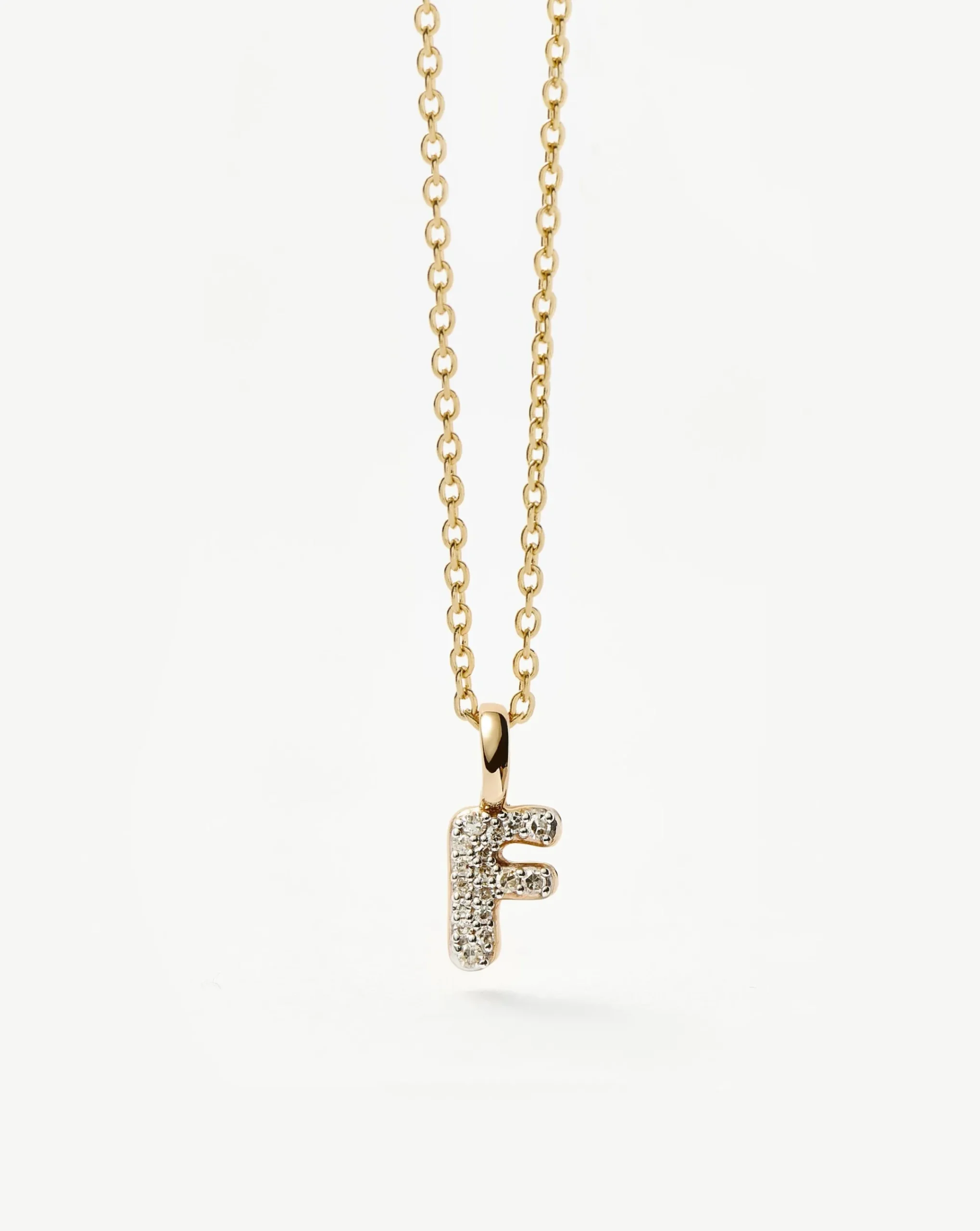 Fine Diamond Initial Mini Pendant Necklace - F