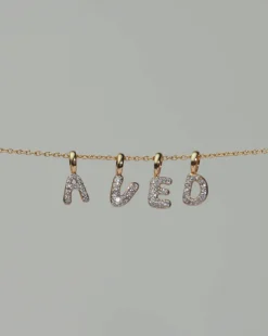 Fine Diamond Initial Mini Pendant Necklace - V