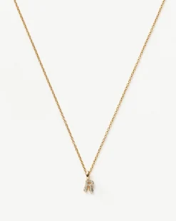 Fine Diamond Initial Mini Pendant Necklace - R