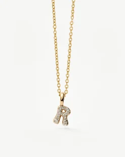Fine Diamond Initial Mini Pendant Necklace - R