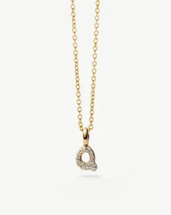 Fine Diamond Initial Mini Pendant Necklace - Q
