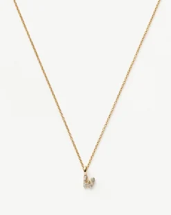 Fine Diamond Initial Mini Pendant Necklace - W