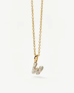 Fine Diamond Initial Mini Pendant Necklace - W