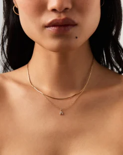 Fine Diamond Initial Mini Pendant Necklace  - A
