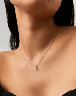 Fine Diamond Initial Mini Pendant Necklace  - A