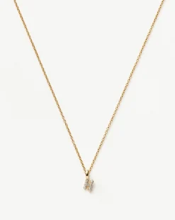 Fine Diamond Initial Mini Pendant Necklace - H