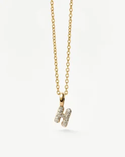 Fine Diamond Initial Mini Pendant Necklace - H