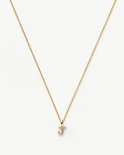 Fine Diamond Initial Mini Pendant Necklace - J