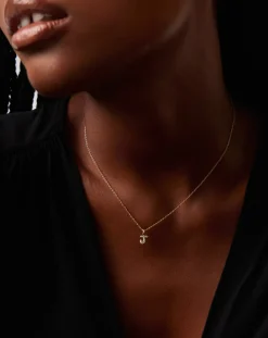 Fine Diamond Initial Mini Pendant Necklace - J