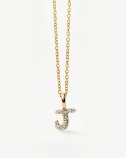 Fine Diamond Initial Mini Pendant Necklace - J
