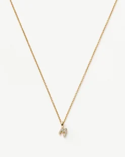 Fine Diamond Initial Mini Pendant Necklace  - M