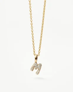 Fine Diamond Initial Mini Pendant Necklace  - M