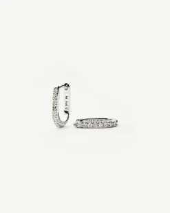 Fine Diamond Ovate Mini Hoop Earrings