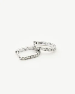 Fine Diamond Ovate Mini Hoop Earrings