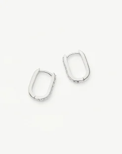 Fine Diamond Ovate Mini Hoop Earrings