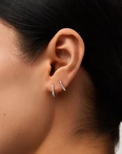 Fine Diamond Ovate Mini Hoop Earrings