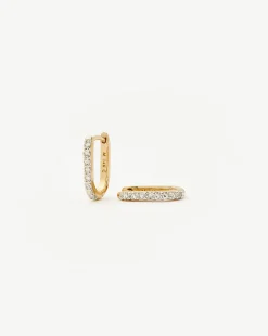 Fine Diamond Ovate Mini Hoop Earrings