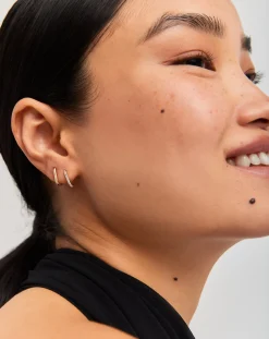 Fine Diamond Ovate Mini Hoop Earrings