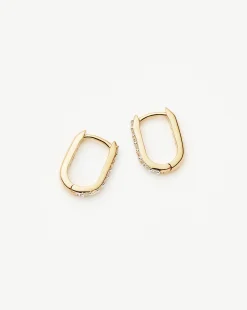 Fine Diamond Ovate Mini Hoop Earrings