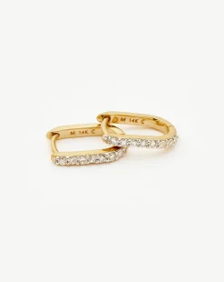 Fine Diamond Ovate Mini Hoop Earrings