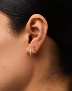 Fine Diamond Ovate Mini Hoop Earrings
