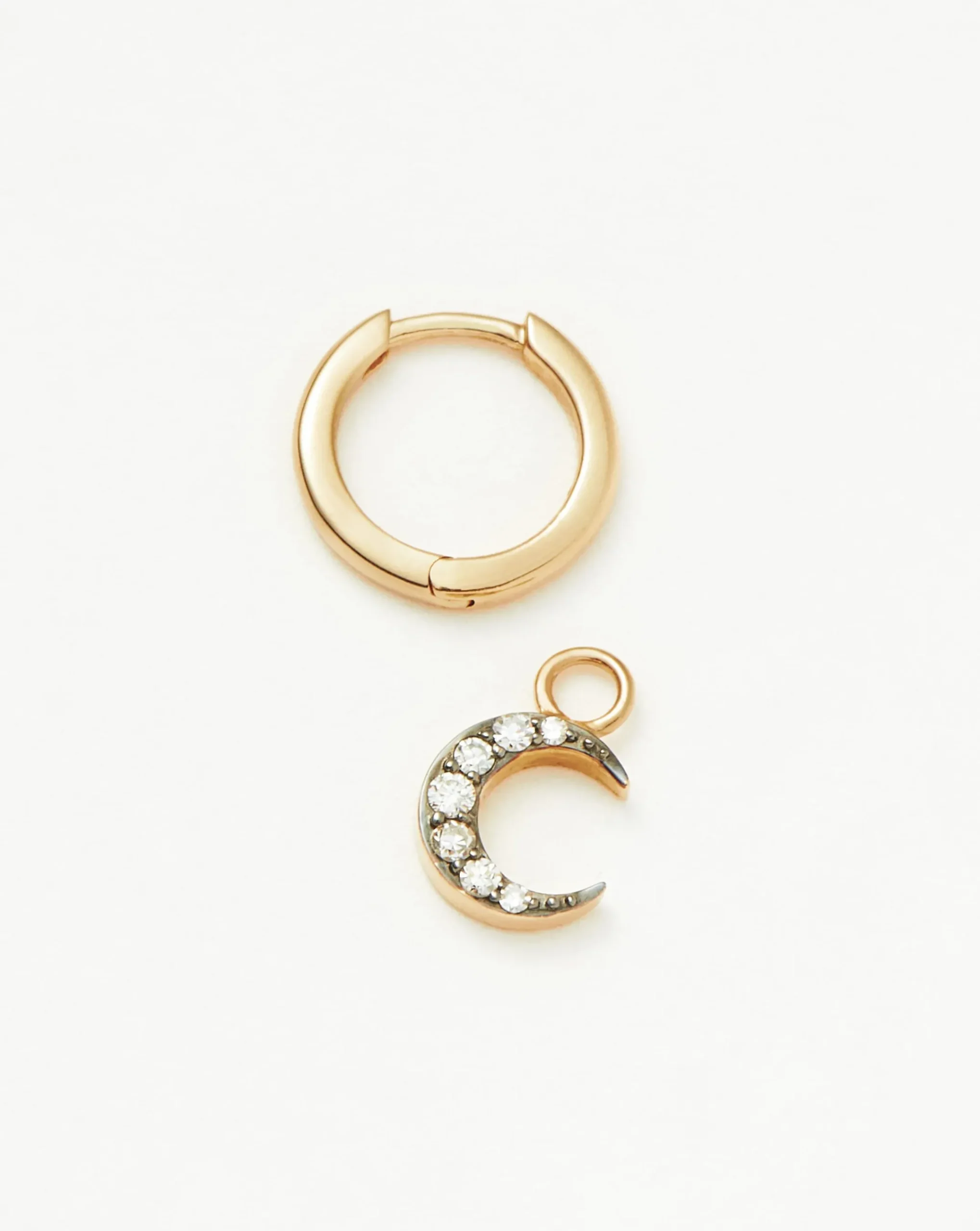 Fine Diamond Single Moon Charm Hoop Earring