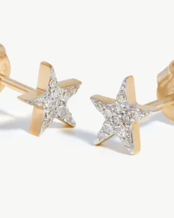 Fine Diamond Small Star Stud Earrings