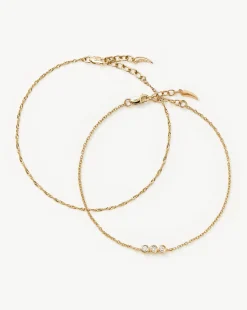 Fine Diamond Solitaire & Twisted Chain Bracelet Set