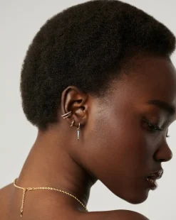 Fine Diamond Spike Charm Hoop Earrings