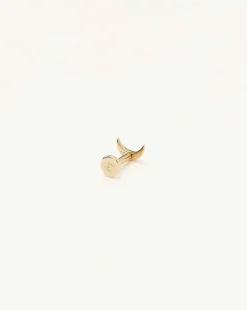 Fine Moon Flat Back Stud Earring