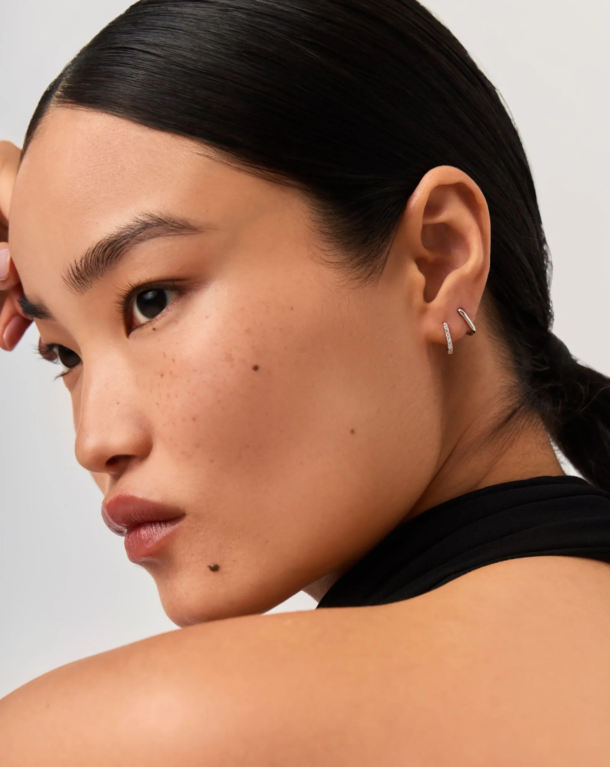 Fine Ovate Mini Hoop Earrings