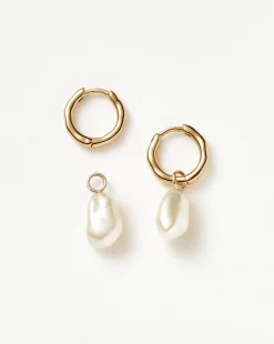 Fine Pearl Drop Mini Hoop Earrings