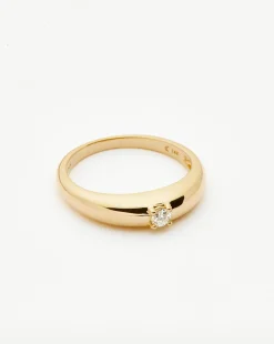 Fine Single Diamond Classic Dome Ring