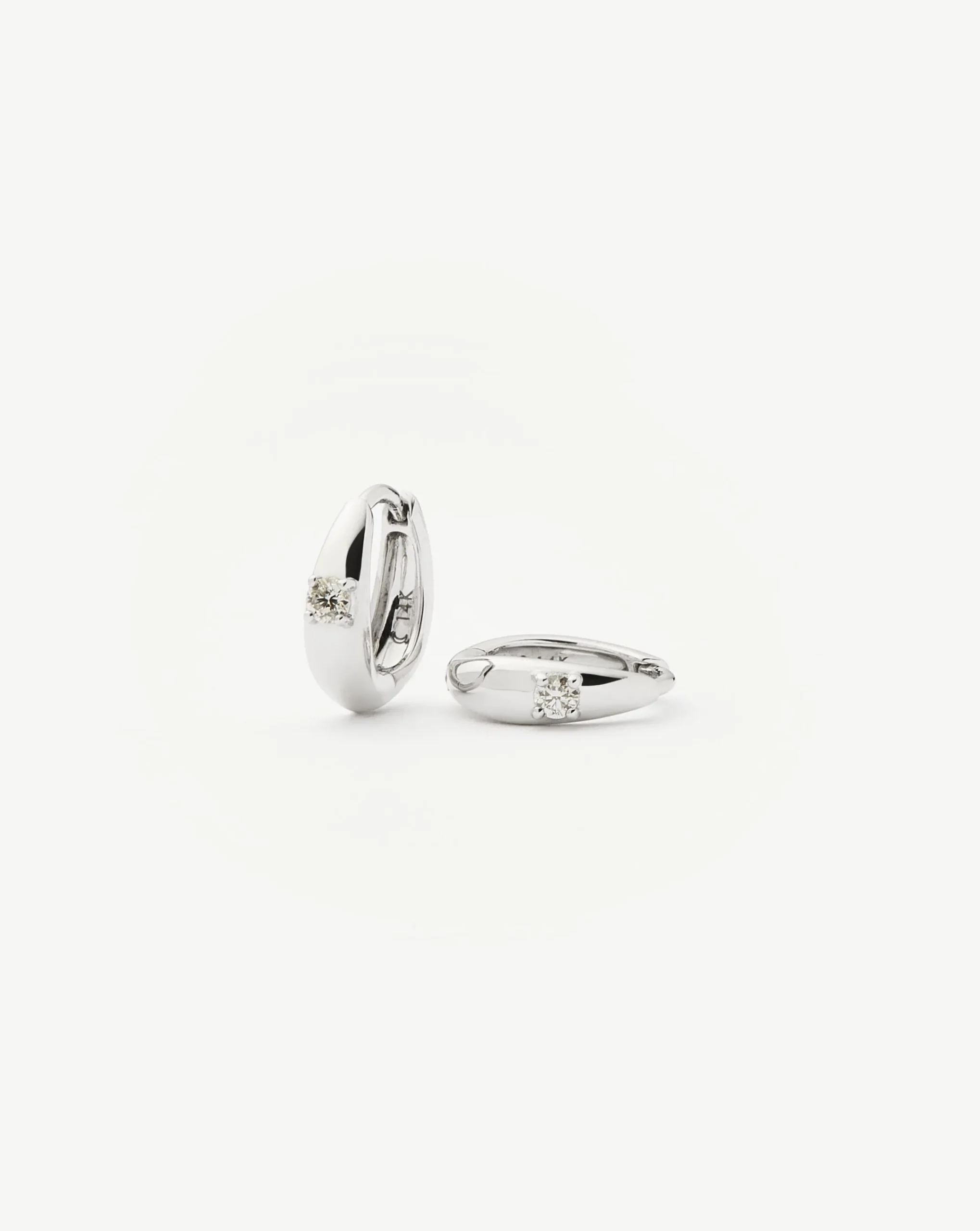 Fine Single Diamond Dome Huggies