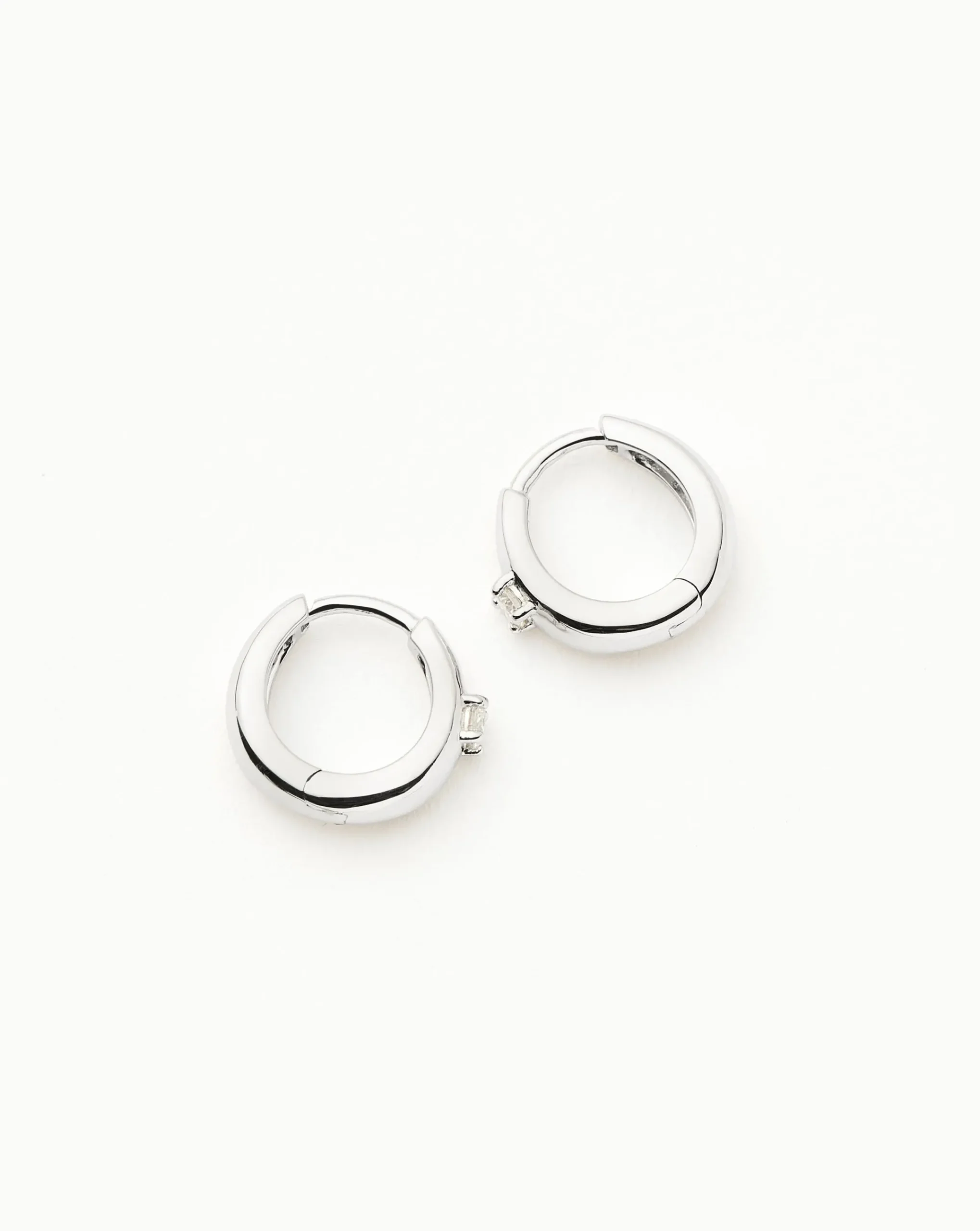 Fine Single Diamond Dome Huggies