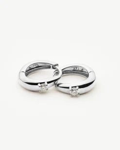 Fine Single Diamond Dome Huggies