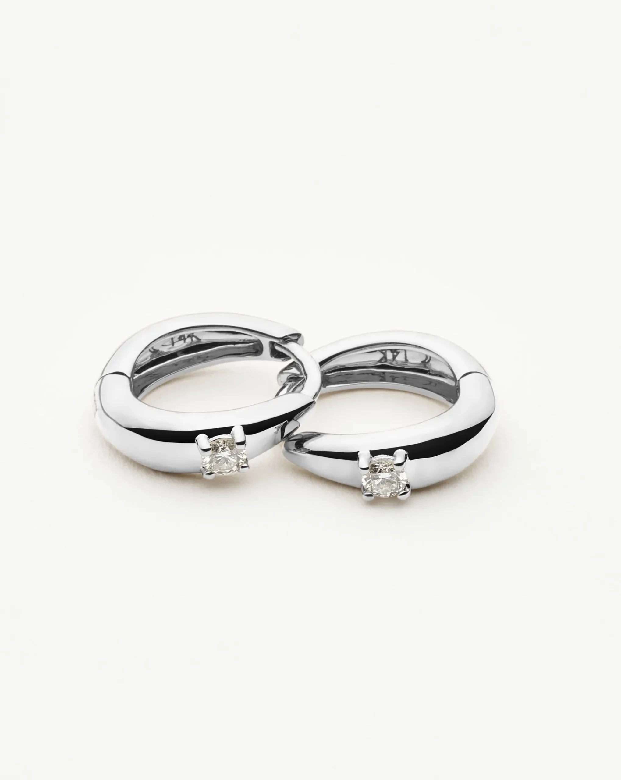 Fine Single Diamond Dome Huggies