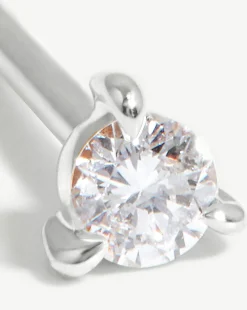Fine Small Single Solitaire Diamond Stud Earring