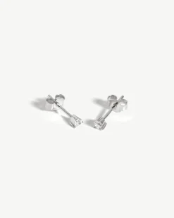 Fine Small Solitaire Diamond Stud Earrings