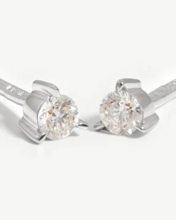 Fine Small Solitaire Diamond Stud Earrings
