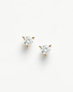 Fine Small Solitaire Diamond Stud Earrings