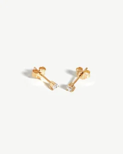 Fine Small Solitaire Diamond Stud Earrings