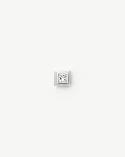 Fine Square Solitaire Flat Back Stud Earring