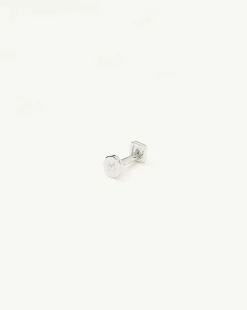 Fine Square Solitaire Flat Back Stud Earring