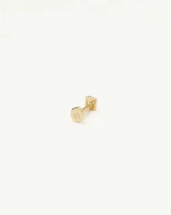 Fine Square Solitaire Flat Back Stud Earring