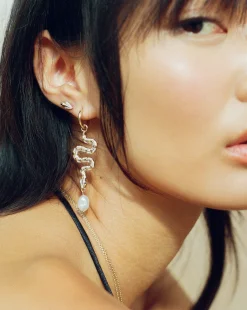Harris Reed Fine Serpent Drop Earrings