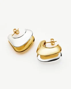 Hera Dome Double Ridge Medium Hoop Earrings
