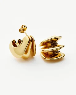 Hera Dome Triple Ridge Hoop Earrings