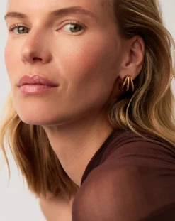 Hera Dome Triple Ridge Hoop Earrings