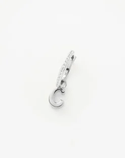 Initial Single Charm Hoop Earring  - Initial C
